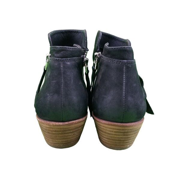 ✅Sam Edelman Ankle Boots Womens 8.5 Black Nubuck PACKER Zip Booties Stacked Heel - Picture 8 of 10